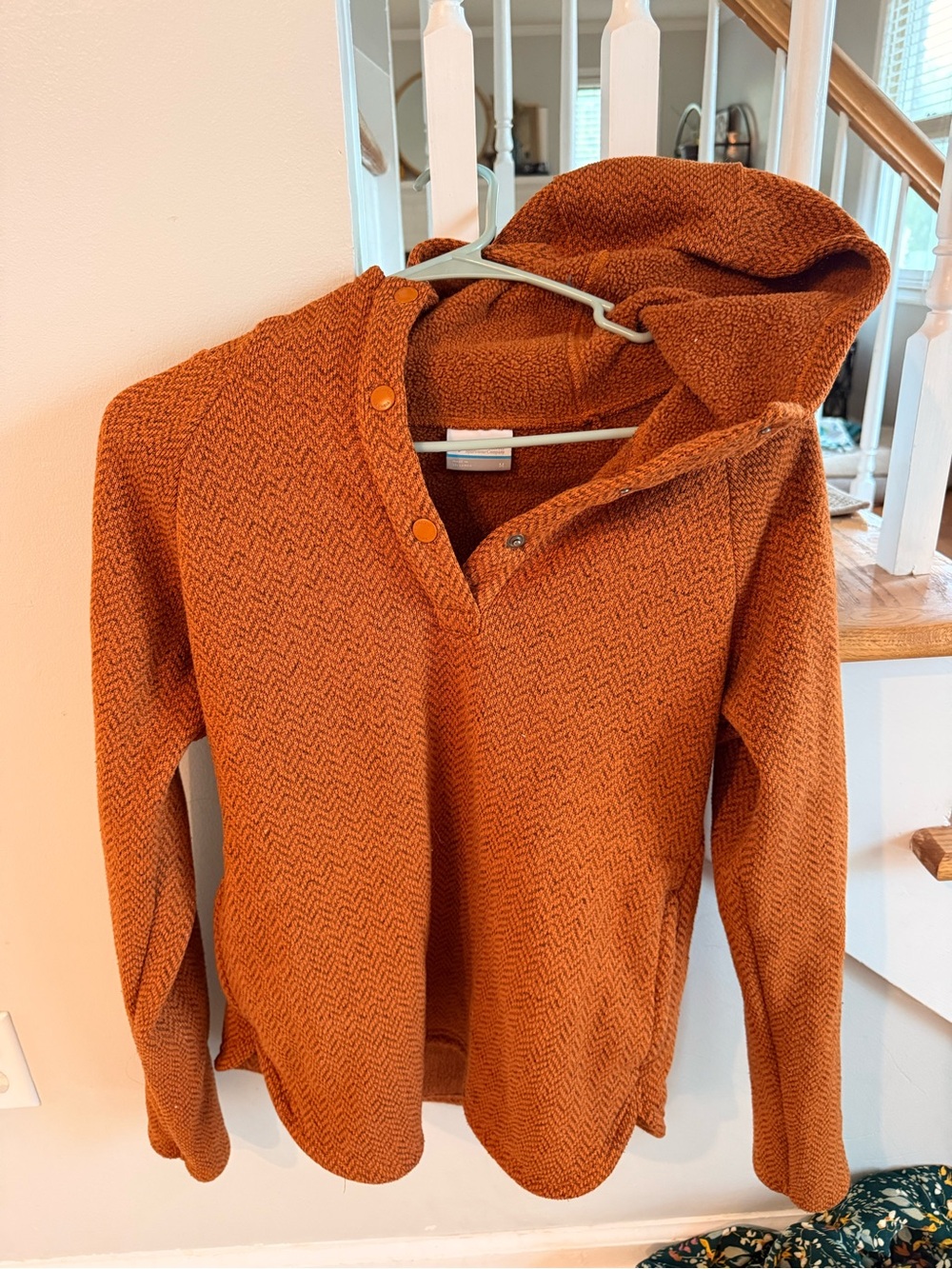 Women Hooded Pullover Sweater - Rust Orange